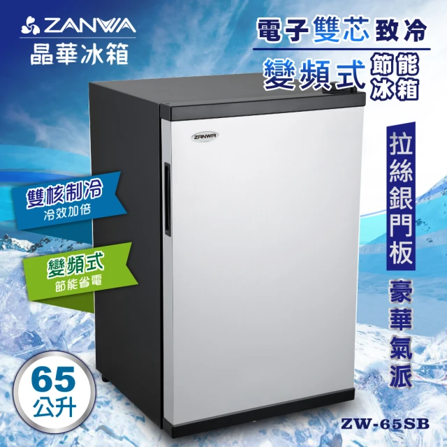 變頻小冰箱推薦：ZANWA 晶華65L 雙核芯變頻式右開單門電子冰箱