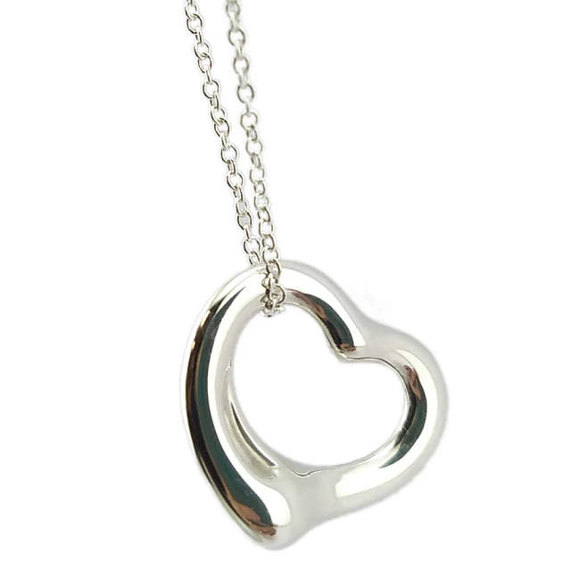 Tiffany&Co 925純銀 Open Heart 中款心型墜飾項鍊 